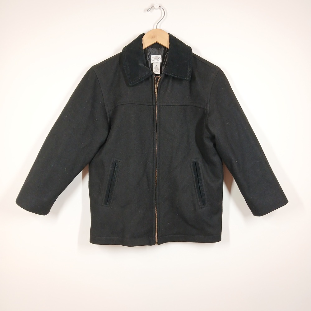 Talbots Kids Jacket Boys Size 8 Black Wool Classic Zip Up Outerwear Winter